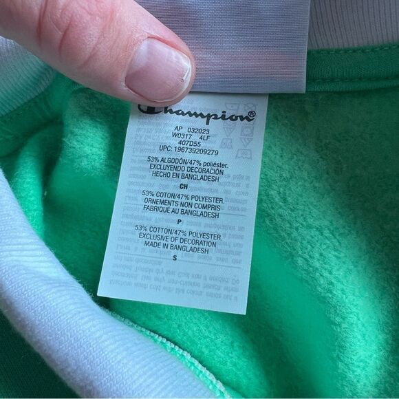 Champion Lime Green Vintage Inspired Collared Crewneck Sweatshirt - Picture 8 of 11